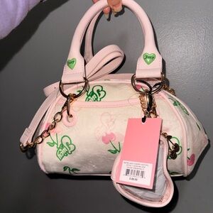 Juicy Couture Pink and Cream Mini Bag with Green Accents